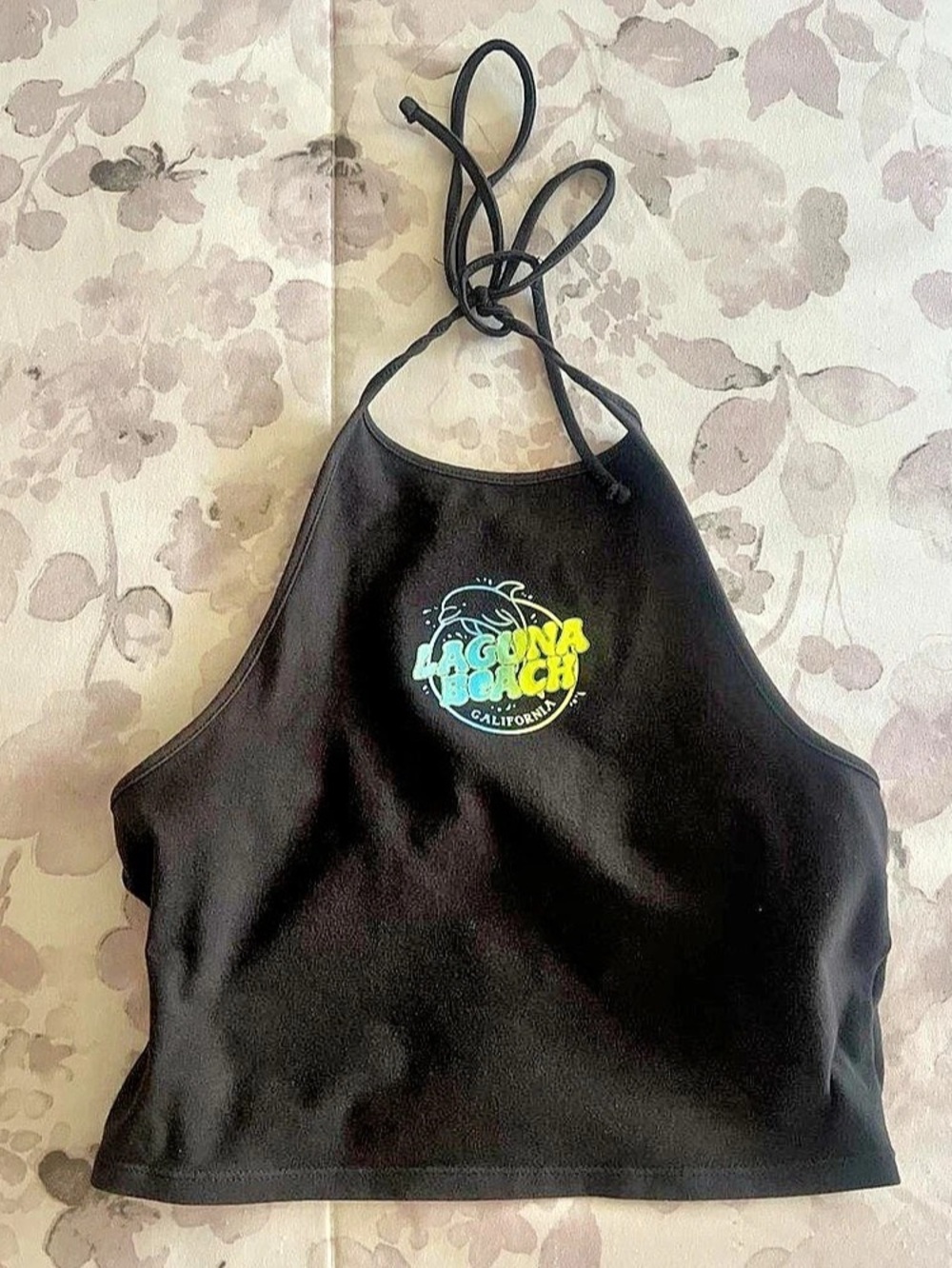 H&M Laguna Beach California Halter Crop Top Black Medium fits like a small